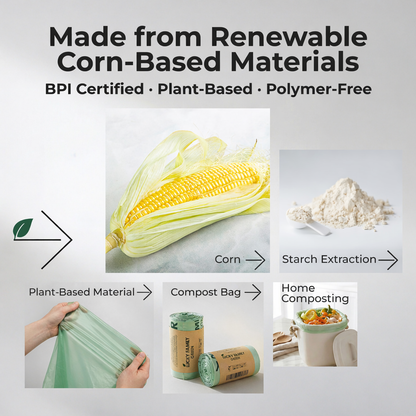 Compostable Trash Bags for Kitchen Compost Bins – 1.3 Gallon Small Compost Bags for Countertop Bin, Green Compostable Bags, BPI & OK Industrial Certified, Leak-Proof Food Waste Bags (50 Count)